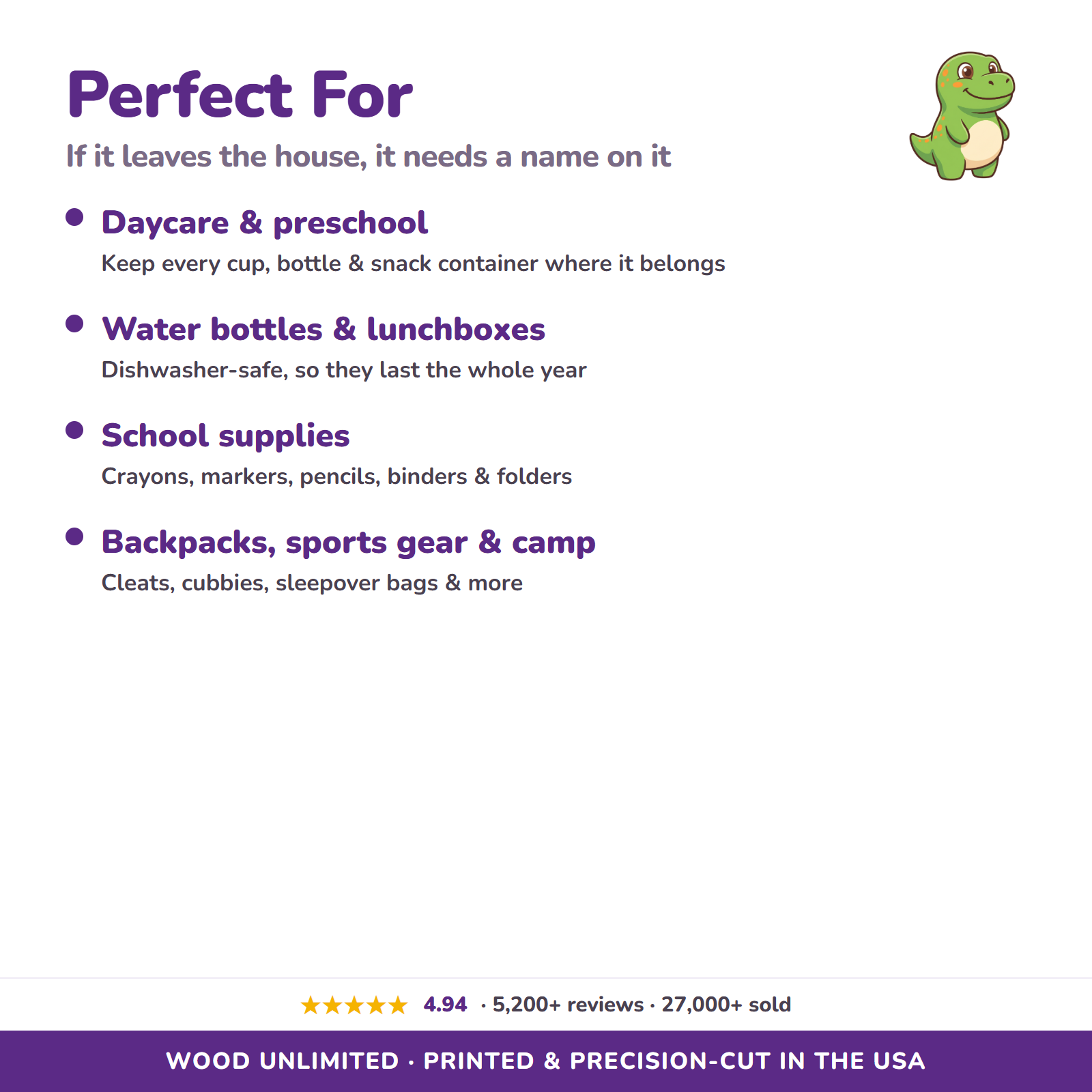 Dinosaur name labels for daycare school and gifts