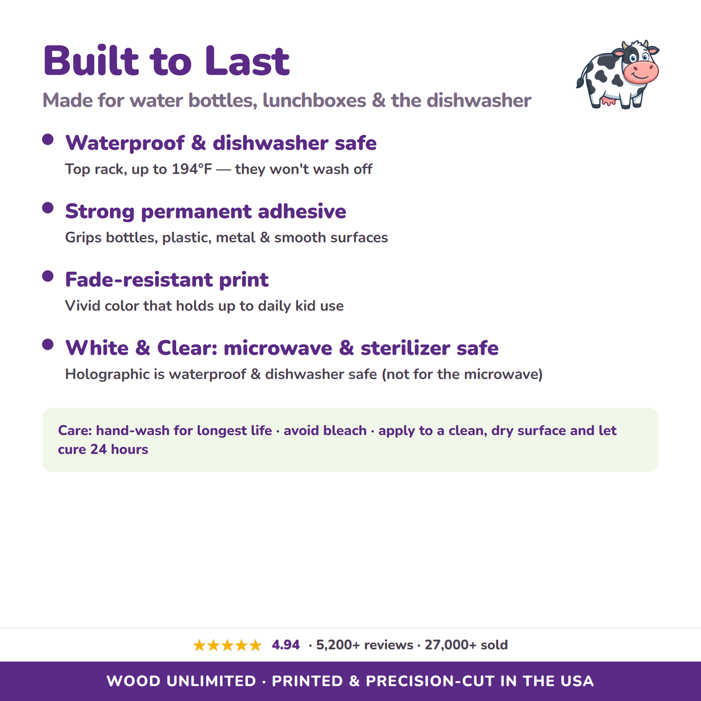 Waterproof dishwasher safe name labels care guide