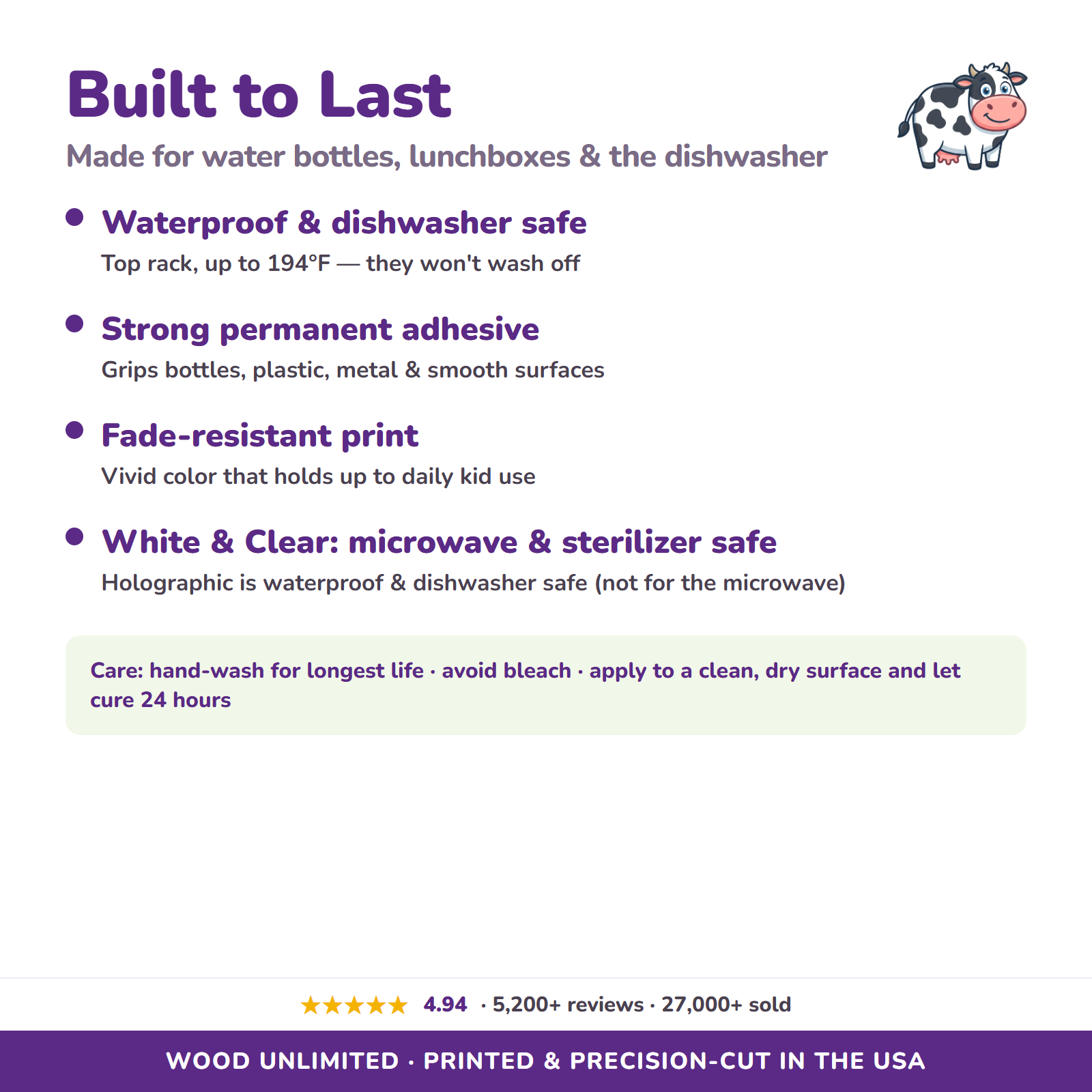 Waterproof dishwasher safe name labels care guide