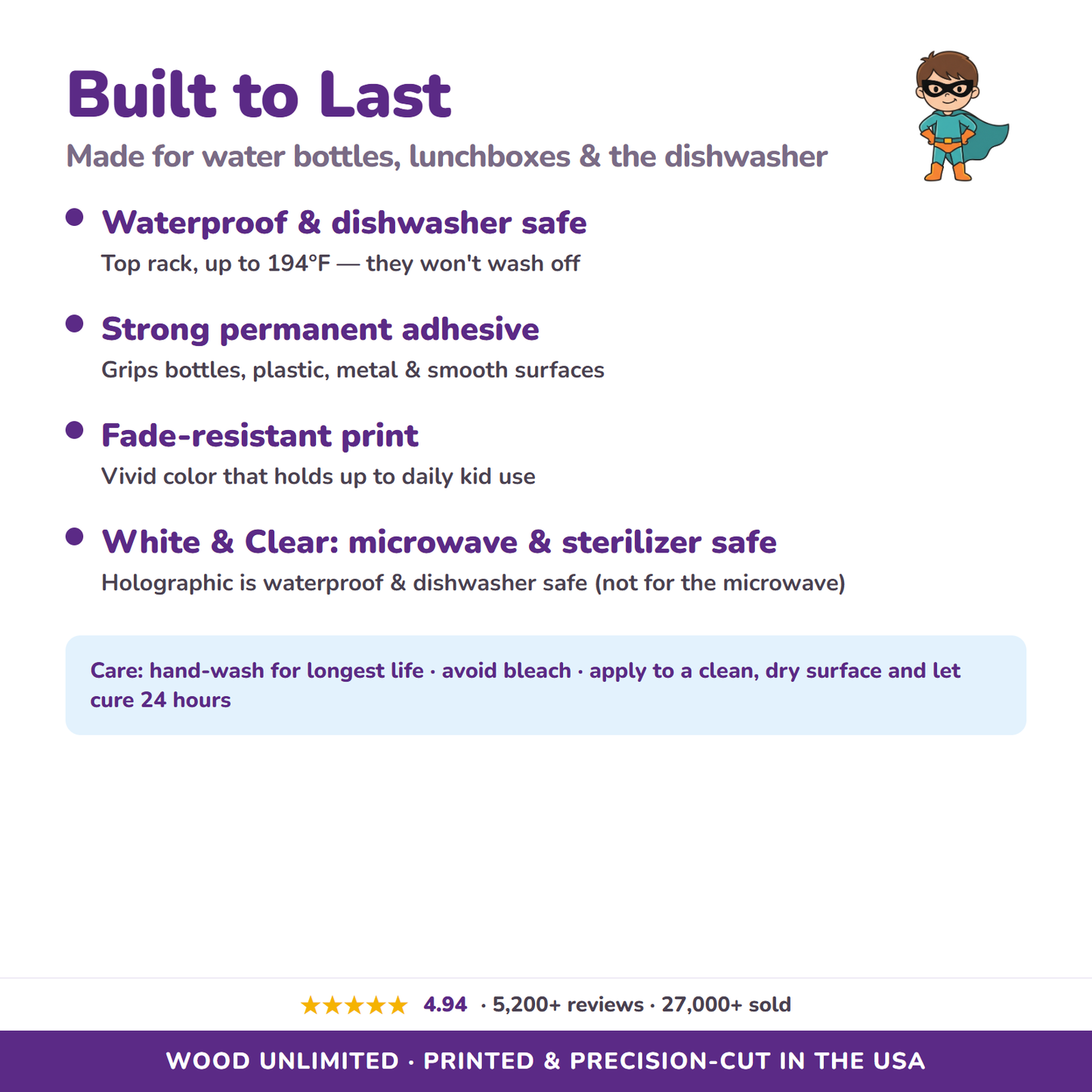 Waterproof dishwasher safe name labels care guide