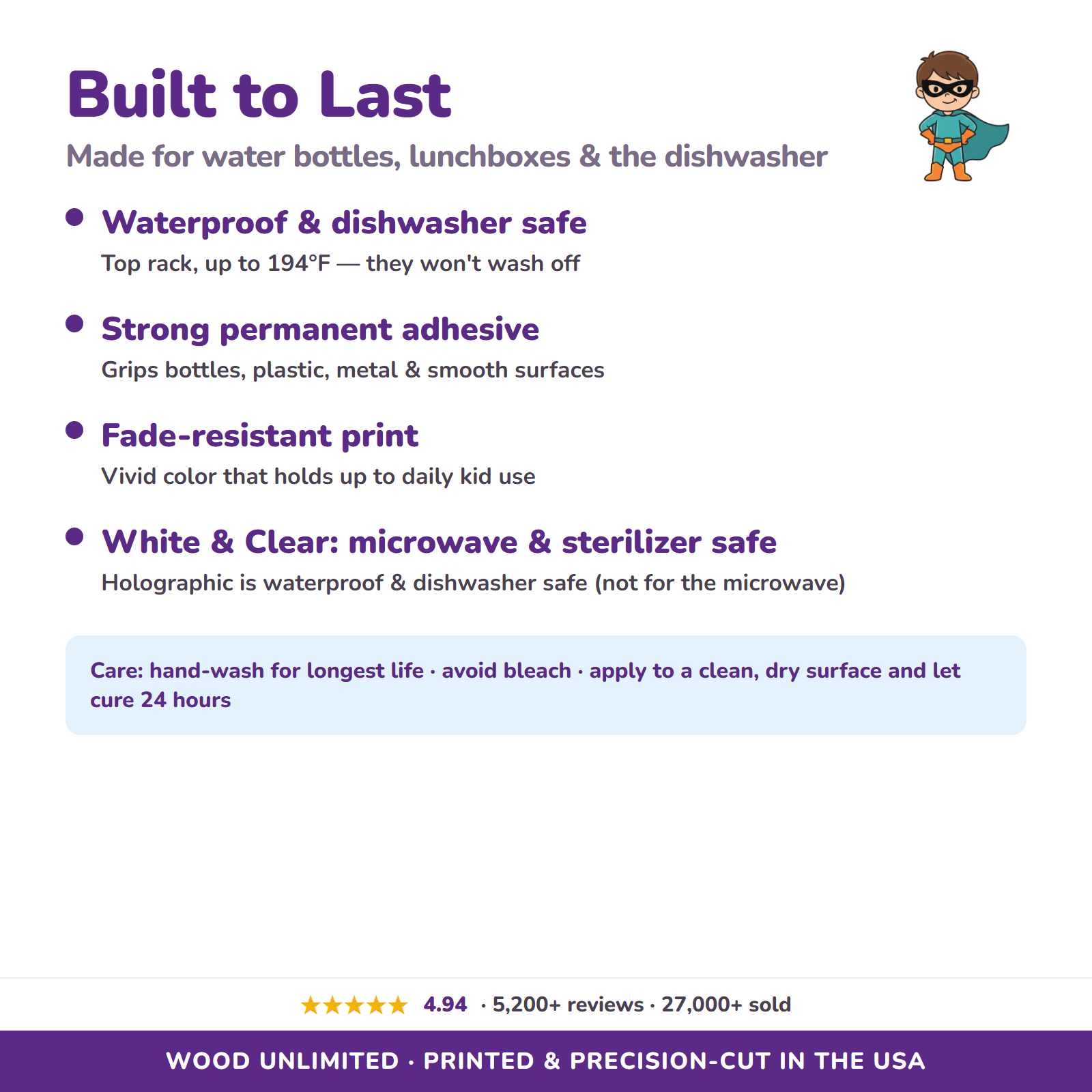 Waterproof dishwasher safe name labels care guide