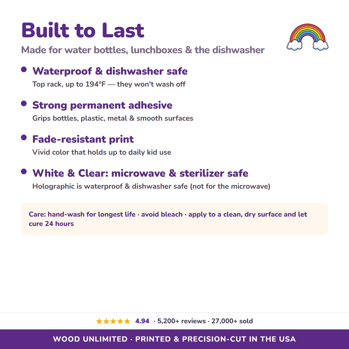 Waterproof dishwasher safe name labels care guide