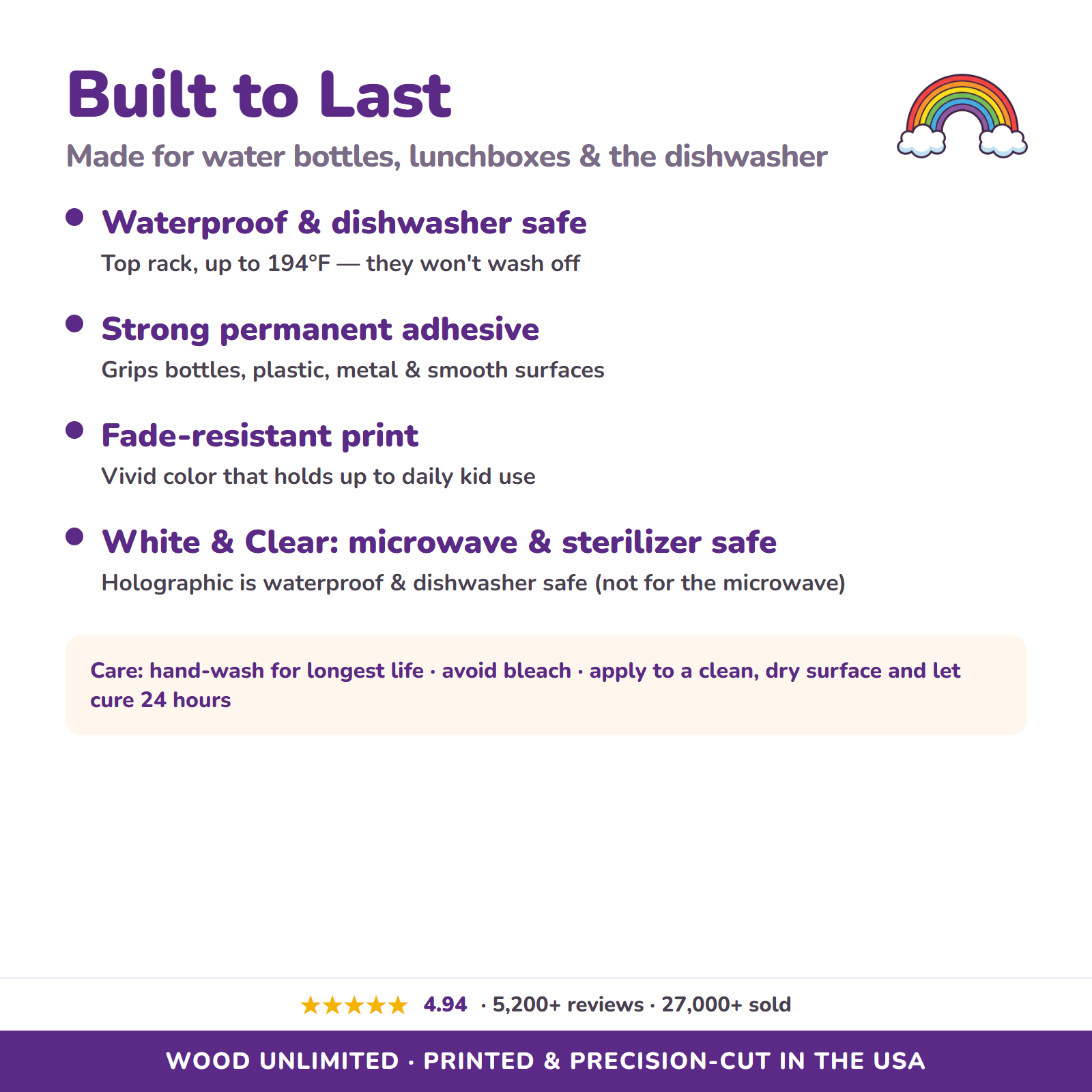 Waterproof dishwasher safe name labels care guide