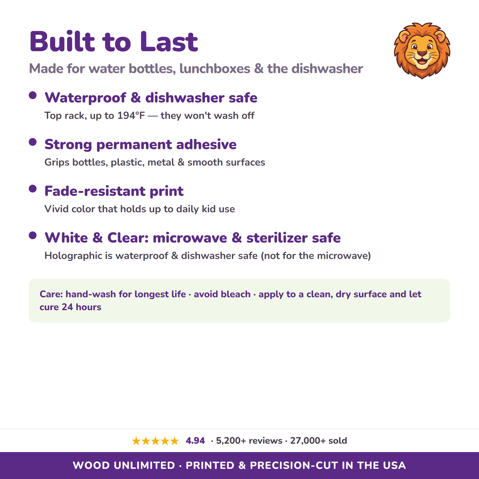 Waterproof dishwasher safe name labels care guide