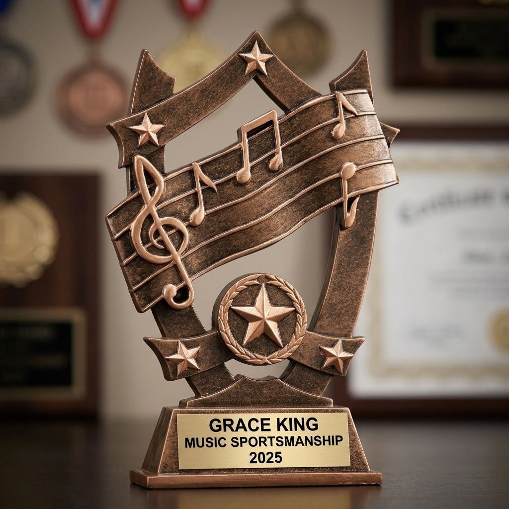 Music Trophy Award | Personalized | Custom Engraved | Music Award | Musician Gift | Music Teacher Appreciation | Band Award - View 3