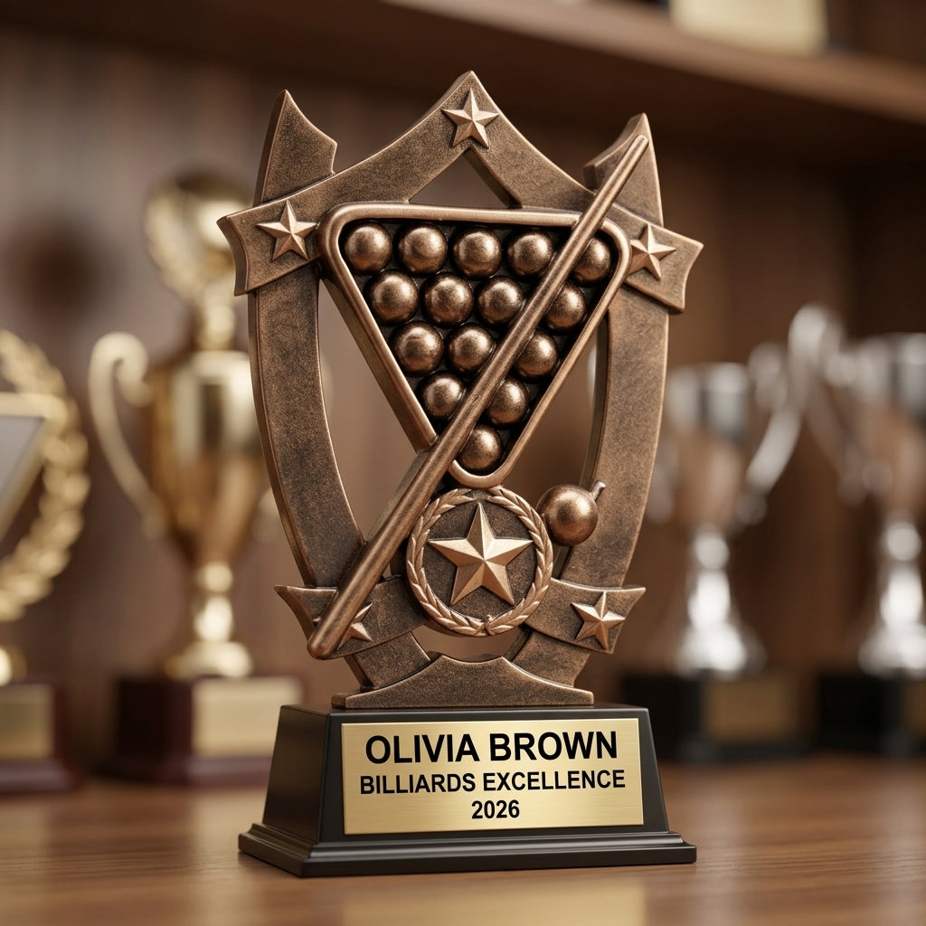Billiards Trophy Award | Personalized Billiards Award | Custom Engraved Billiards Gift | Pool Player Gift | Billiards Tournament Trophy - View 4