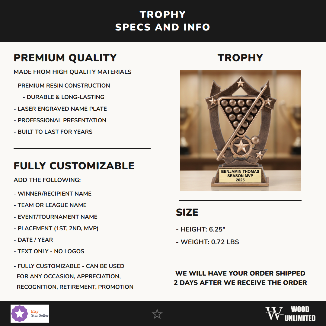 Billiards Award Trophy 6.25"