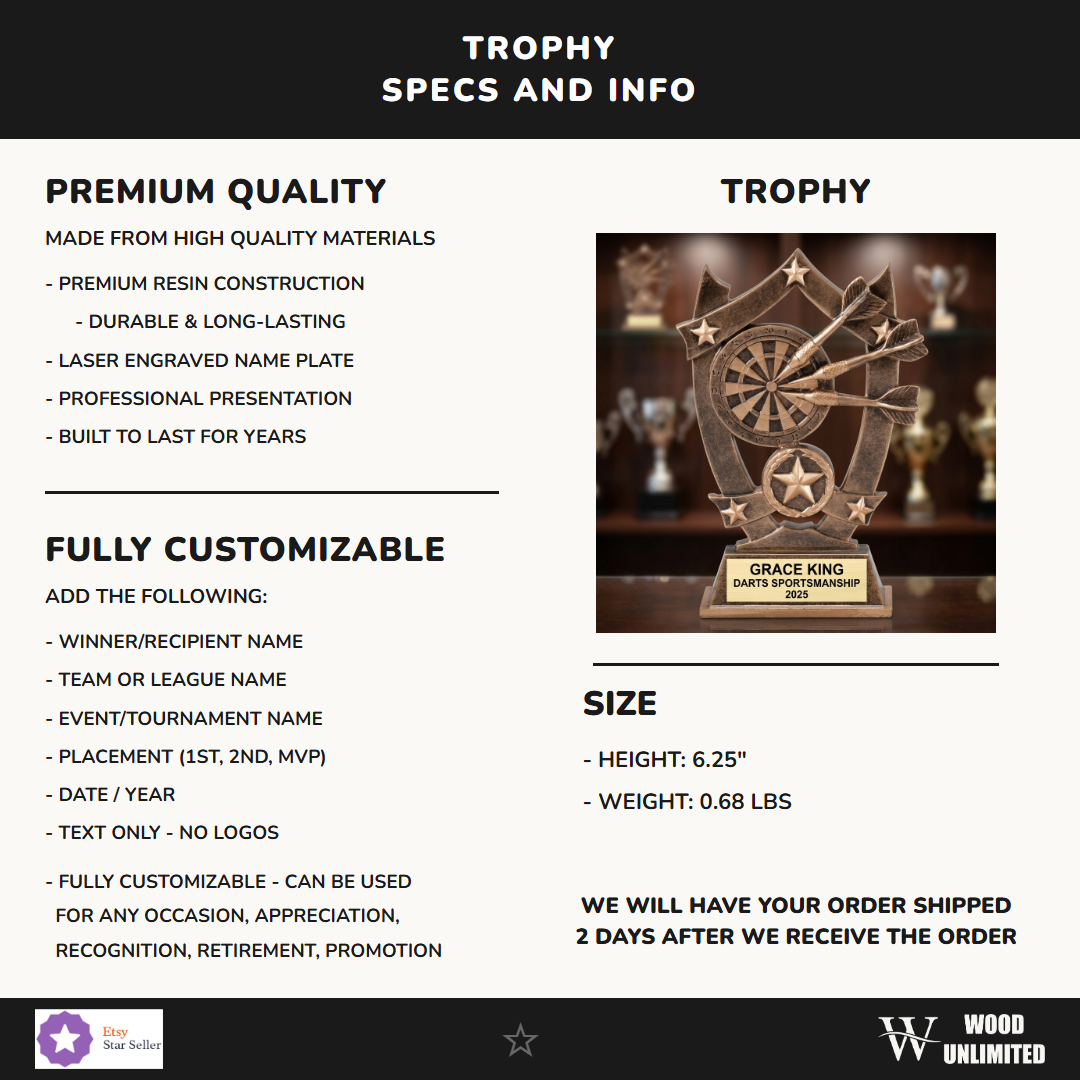 Darts Award Trophy 6.25"