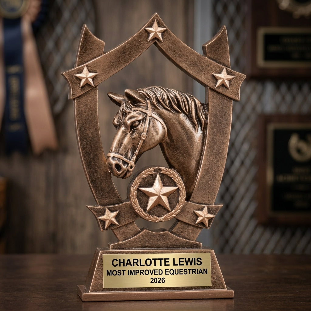 Equestrian Trophy Award | Personalized Horse Award | Custom Engraved | Equestrian Gift | Horse Show Award | 3D Horse Statue - View 3