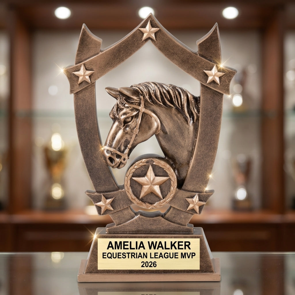 Equestrian Trophy Award | Personalized Horse Award | Custom Engraved | Equestrian Gift | Horse Show Award | 3D Horse Statue - View 4