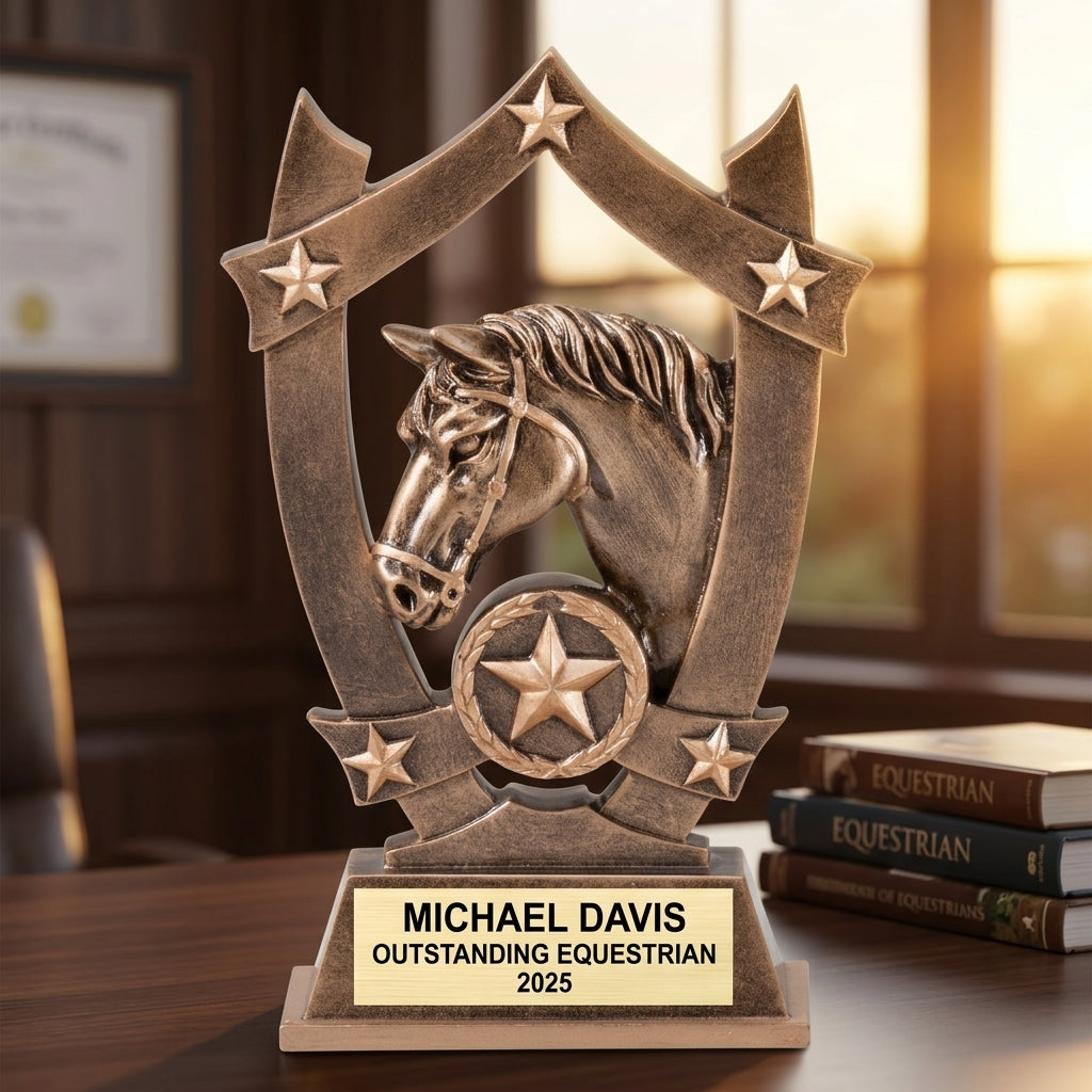 Equestrian Trophy Award | Personalized Horse Award | Custom Engraved | Equestrian Gift | Horse Show Award | 3D Horse Statue - View 5