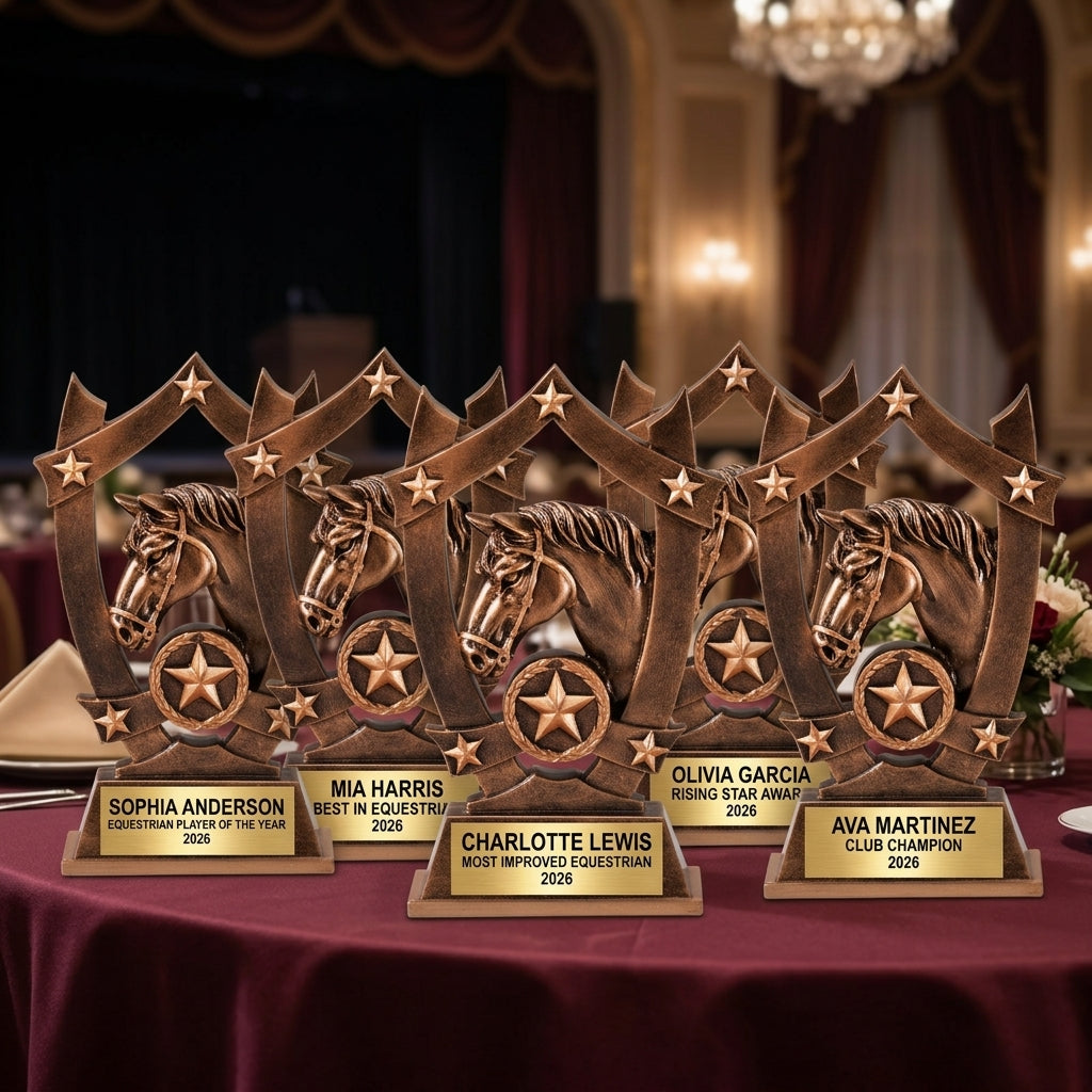 Equestrian Trophy Award | Personalized Horse Award | Custom Engraved | Equestrian Gift | Horse Show Award | 3D Horse Statue - View 6