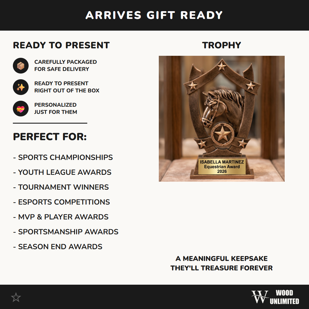 Equestrian Trophy Award | Personalized Horse Award | Custom Engraved | Equestrian Gift | Horse Show Award | 3D Horse Statue