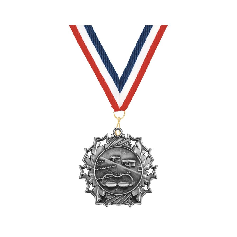 Personalized Swimming Team Medals, Swimmer Medallions with Neck Ribbon, Swimmer Awards for Players and Coaches - Image 6 of 9