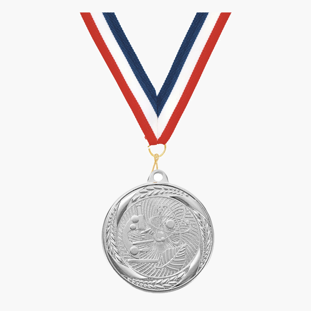 Personalized Science Medals with Neck Ribbon - Gold Silver Bronze - Custom Engraved