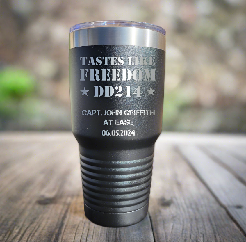 Personalized DD214 Military Retirement Gift - Personalized 30oz Insulated Drink Tumbler, Retirement Name Coffee Tumbler (C...