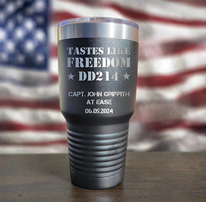 Personalized DD214 Military Retirement Gift - Personalized 30oz Insulated Drink Tumbler, Retirement Name Coffee Tumbler (C...