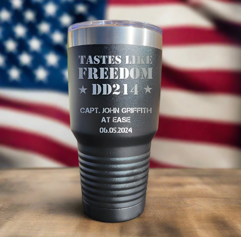 Personalized DD214 Military Retirement Gift - Personalized 30oz Insulated Drink Tumbler, Retirement Name Coffee Tumbler (C...