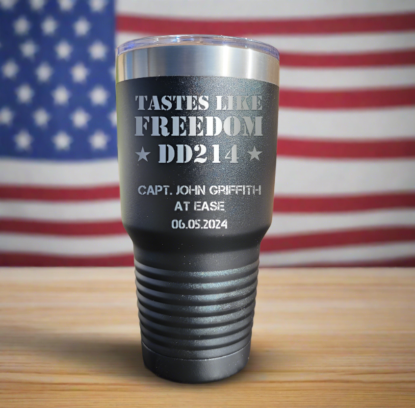 Personalized DD214 Military Retirement Gift - Personalized 30oz Insulated Drink Tumbler, Retirement Name Coffee Tumbler (C...