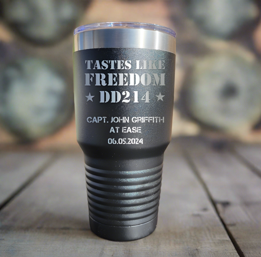Personalized DD214 Military Retirement Gift - Personalized 30oz Insulated Drink Tumbler, Retirement Name Coffee Tumbler (C...