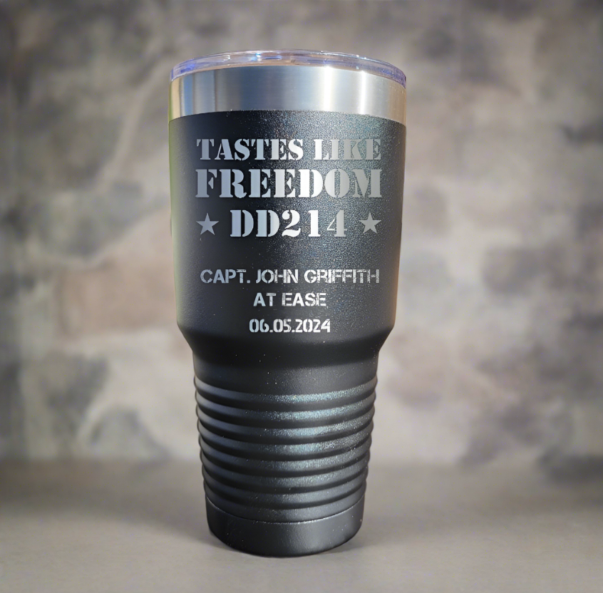 Personalized DD214 Military Retirement Gift - Personalized 30oz Insulated Drink Tumbler, Retirement Name Coffee Tumbler (C...