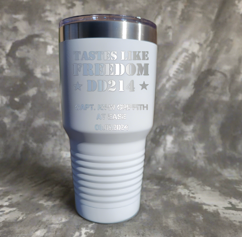 Personalized DD214 Military Retirement Gift - Personalized 30oz Insulated Drink Tumbler, Retirement Name Coffee Tumbler (C...