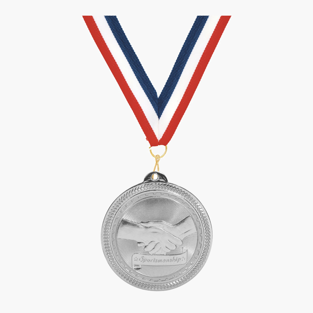 Personalized Sportsmanship Medals with Neck Ribbon - Gold Silver Bronze - Custom Engraved