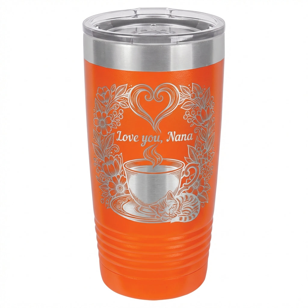 Cozy Teacup Kitten Tumbler - Personalized Grandma Gift - Laser Engraved Ringneck - Mother's Day Birthday Present - Custom Name - View 4