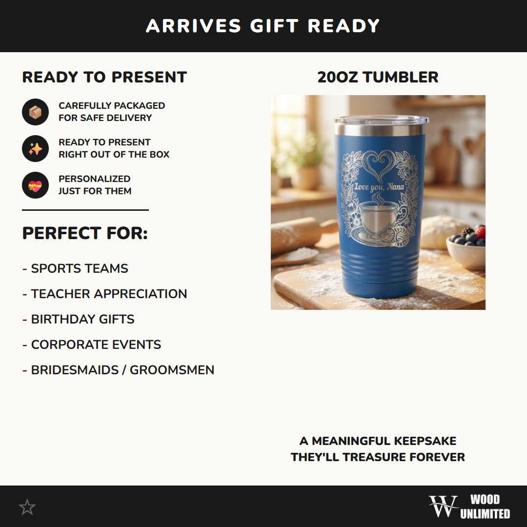 Cozy Teacup Kitten Tumbler - Personalized Grandma Gift - Laser Engraved Ringneck - Mother's Day Birthday Present - Custom Name