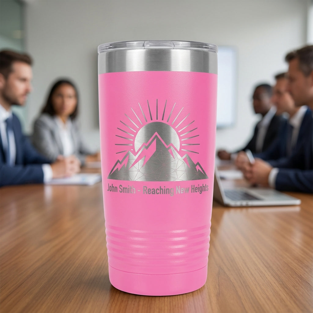 Personalized Mountain Tumbler | Outdoors Adventure Gift | Custom Laser Engraved 20oz Ringneck | Reaching New Heights Present