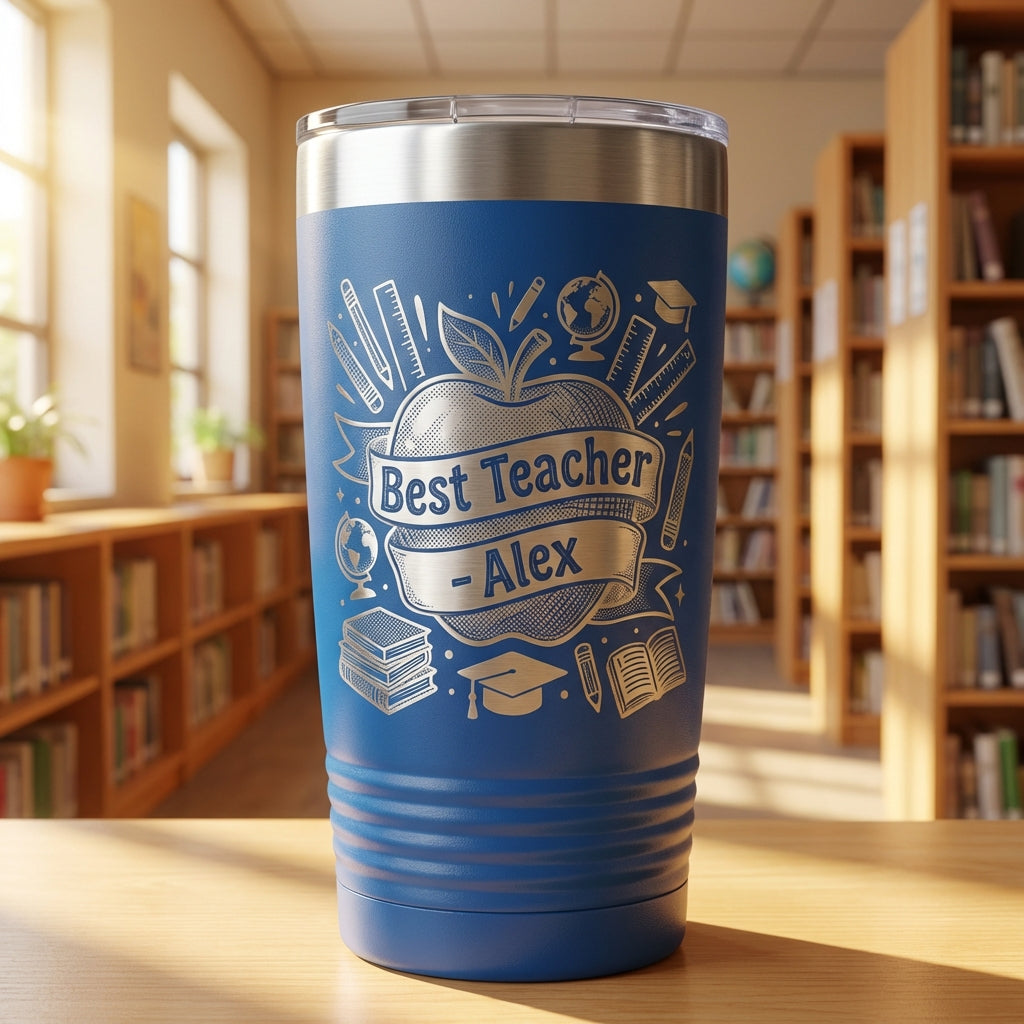 Personalized Teacher Gift Tumbler - Teacher Appreciation End of Year Gift - Custom Name Laser Engraved 20oz Ringneck Tumbler - View 2