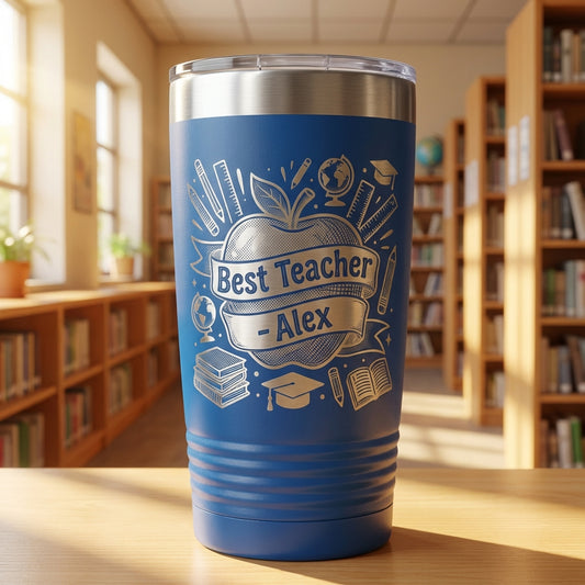 Personalized Teacher Gift Tumbler - Teacher Appreciation End of Year Gift - Custom Name Laser Engraved 20oz Ringneck Tumbler - View 2