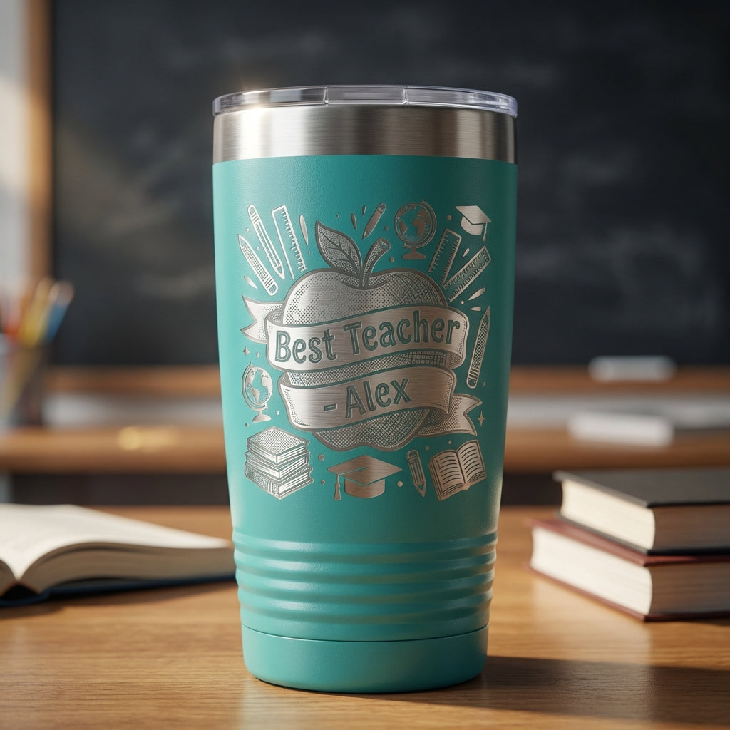 Personalized Teacher Gift Tumbler - Teacher Appreciation End of Year Gift - Custom Name Laser Engraved 20oz Ringneck Tumbler - View 4