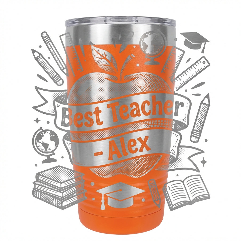 Personalized Teacher Gift Tumbler - Teacher Appreciation End of Year Gift - Custom Name Laser Engraved 20oz Ringneck Tumbler - View 5