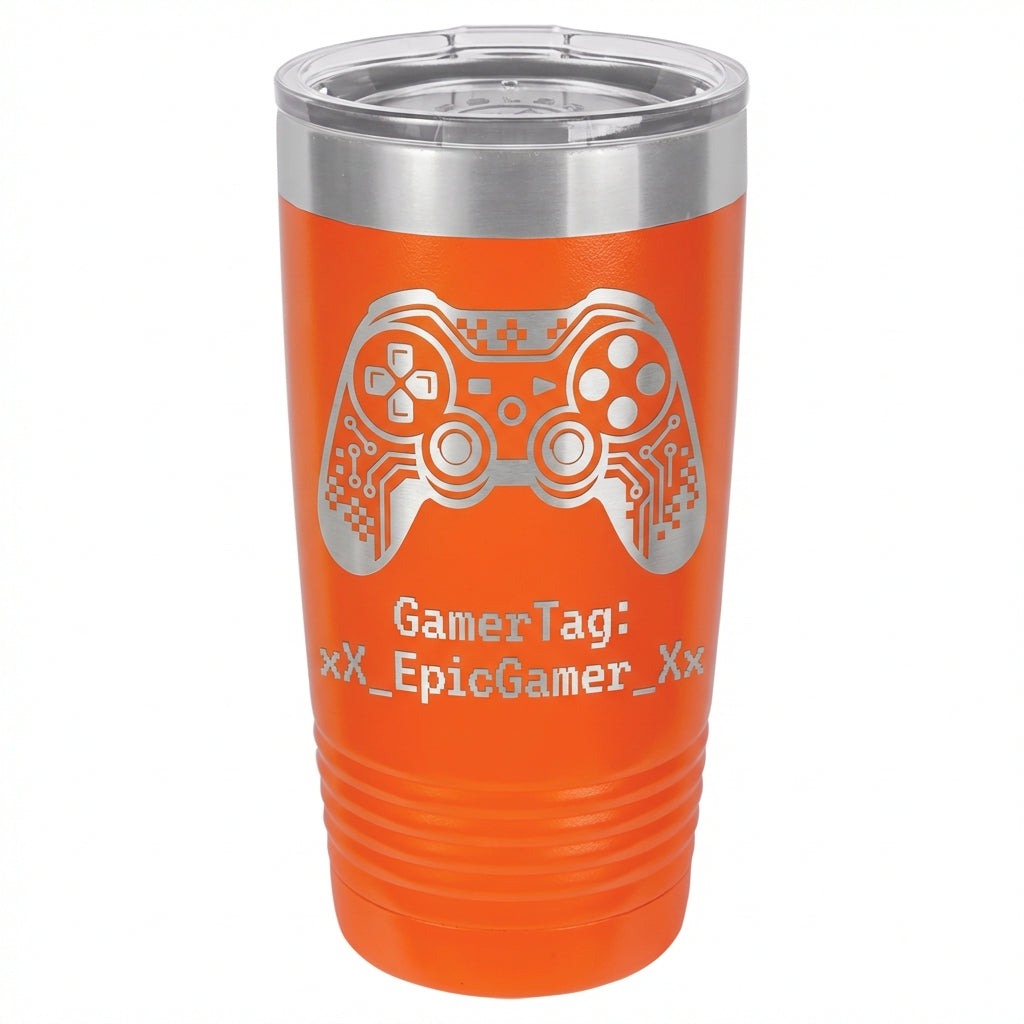 Personalized Gaming Tumbler | Custom Gamer Gift | Laser Engraved Video Game Controller Mug | Unique Gamertag Present for Players - View 5