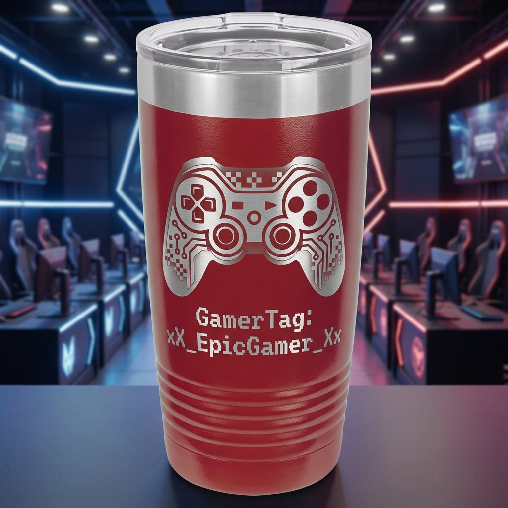 Personalized Gaming Tumbler | Custom Gamer Gift | Laser Engraved Video Game Controller Mug | Unique Gamertag Present for Players - View 6