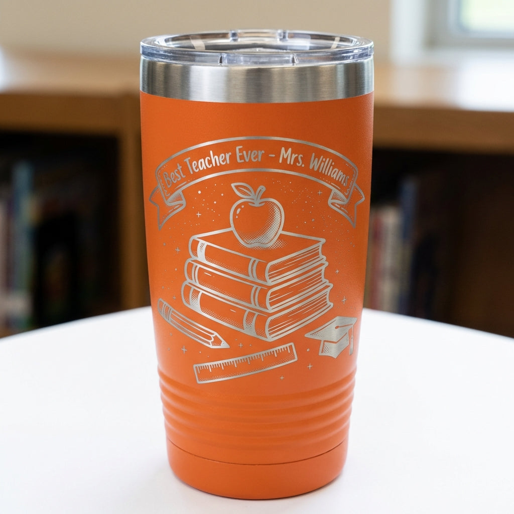 Personalized Teacher Gift Tumbler - Teacher Appreciation End of Year Present - Custom Engraved 20oz Ringneck Tumbler - View 5