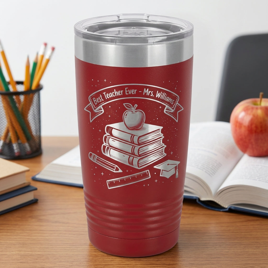 Personalized Teacher Gift Tumbler - Teacher Appreciation End of Year Present - Custom Engraved 20oz Ringneck Tumbler - View 6