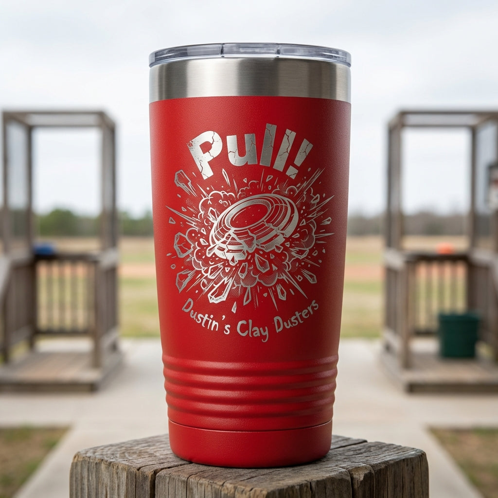 Personalized Clay Shooting Tumbler Gift for Shooter - Laser Engraved 20oz Ringneck - Clay Pigeon Hunter Gift - Custom Name Cup - View 1