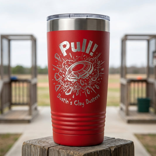 Personalized Clay Shooting Tumbler Gift for Shooter - Laser Engraved 20oz Ringneck - Clay Pigeon Hunter Gift - Custom Name Cup - View 1