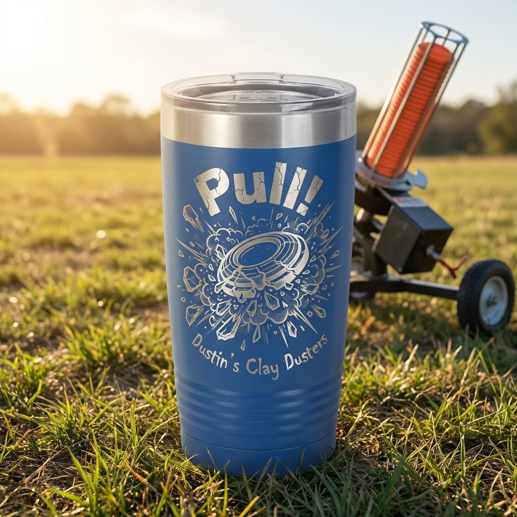 Personalized Clay Shooting Tumbler Gift for Shooter - Laser Engraved 20oz Ringneck - Clay Pigeon Hunter Gift - Custom Name Cup - View 2