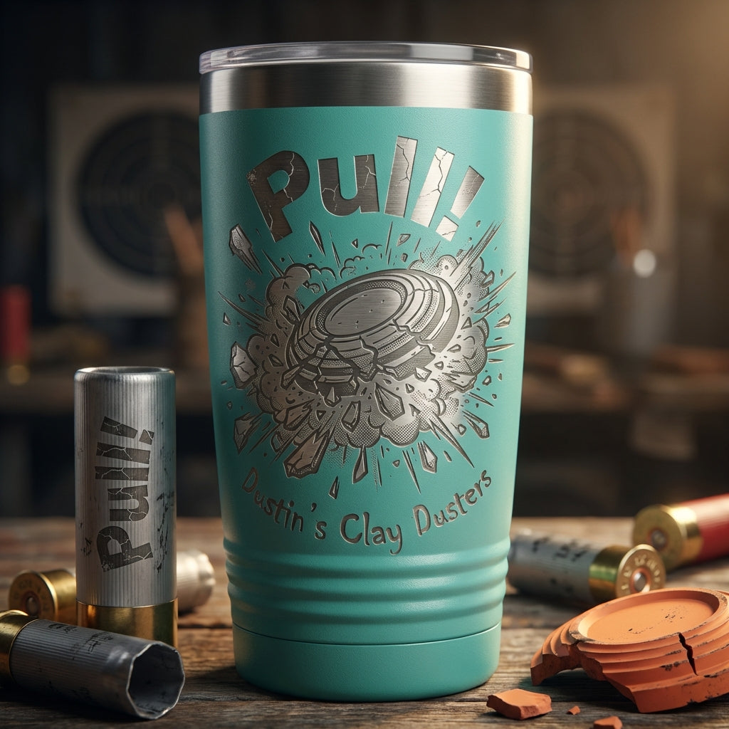 Personalized Clay Shooting Tumbler Gift for Shooter - Laser Engraved 20oz Ringneck - Clay Pigeon Hunter Gift - Custom Name Cup - View 4