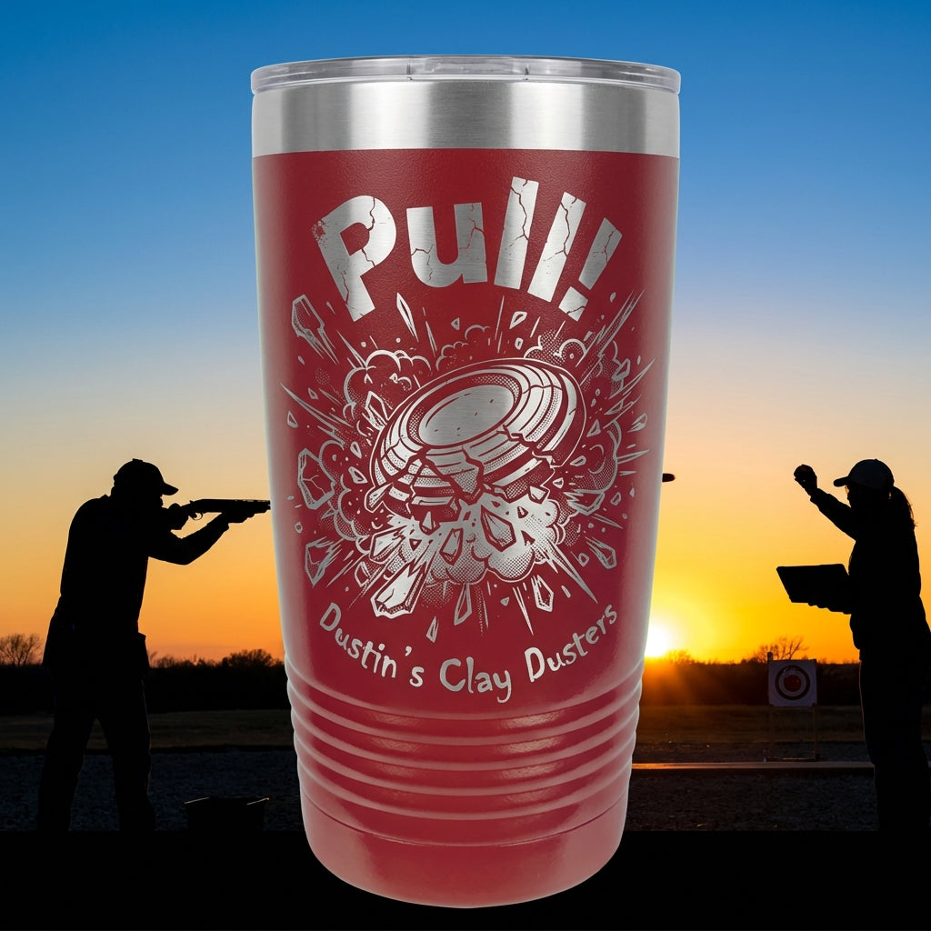 Personalized Clay Shooting Tumbler Gift for Shooter - Laser Engraved 20oz Ringneck - Clay Pigeon Hunter Gift - Custom Name Cup - View 6