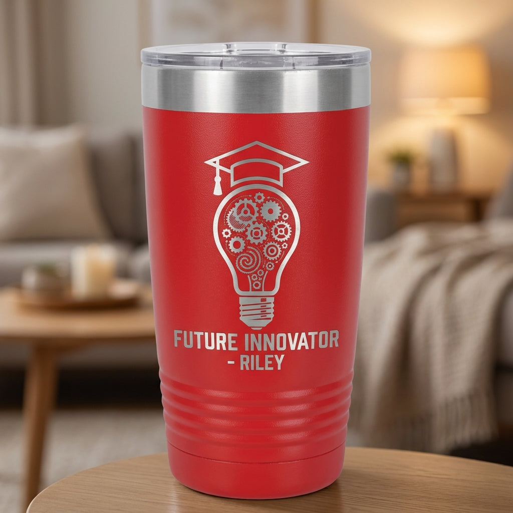 Personalized Innovator Graduate Gift Tumbler - STEM Student Present - Laser Engraved 20oz Ringneck - Custom Name - View 1