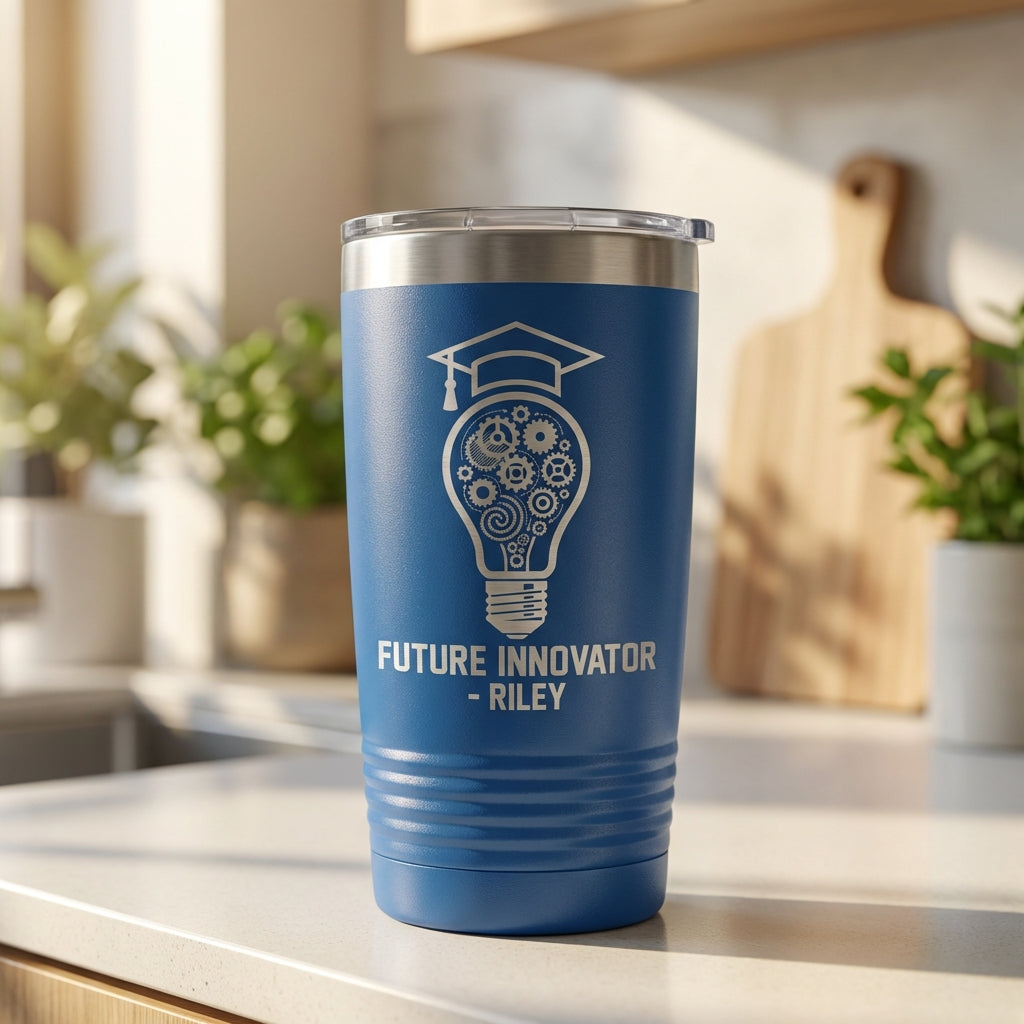 Personalized Innovator Graduate Gift Tumbler - STEM Student Present - Laser Engraved 20oz Ringneck - Custom Name - View 2