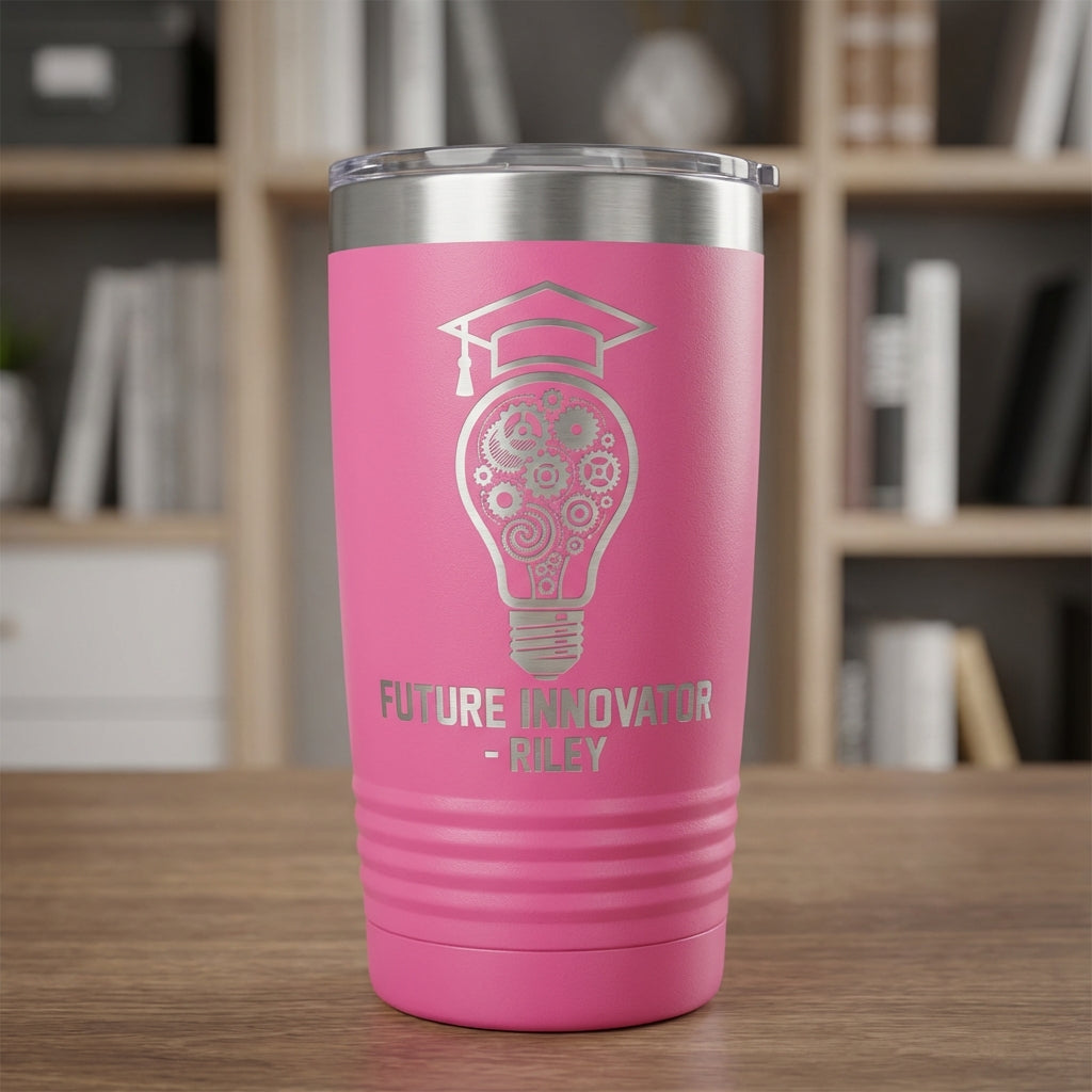 Personalized Innovator Graduate Gift Tumbler - STEM Student Present - Laser Engraved 20oz Ringneck - Custom Name - View 3
