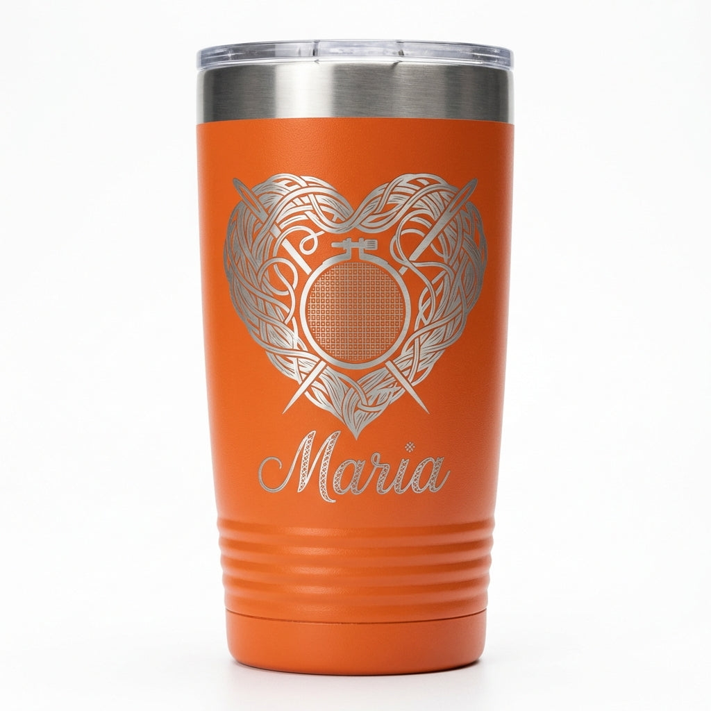 Personalized Embroidery Gift Tumbler - Sewing Lover Present - Crafter Gift - Laser Engraved Custom Name - View 5