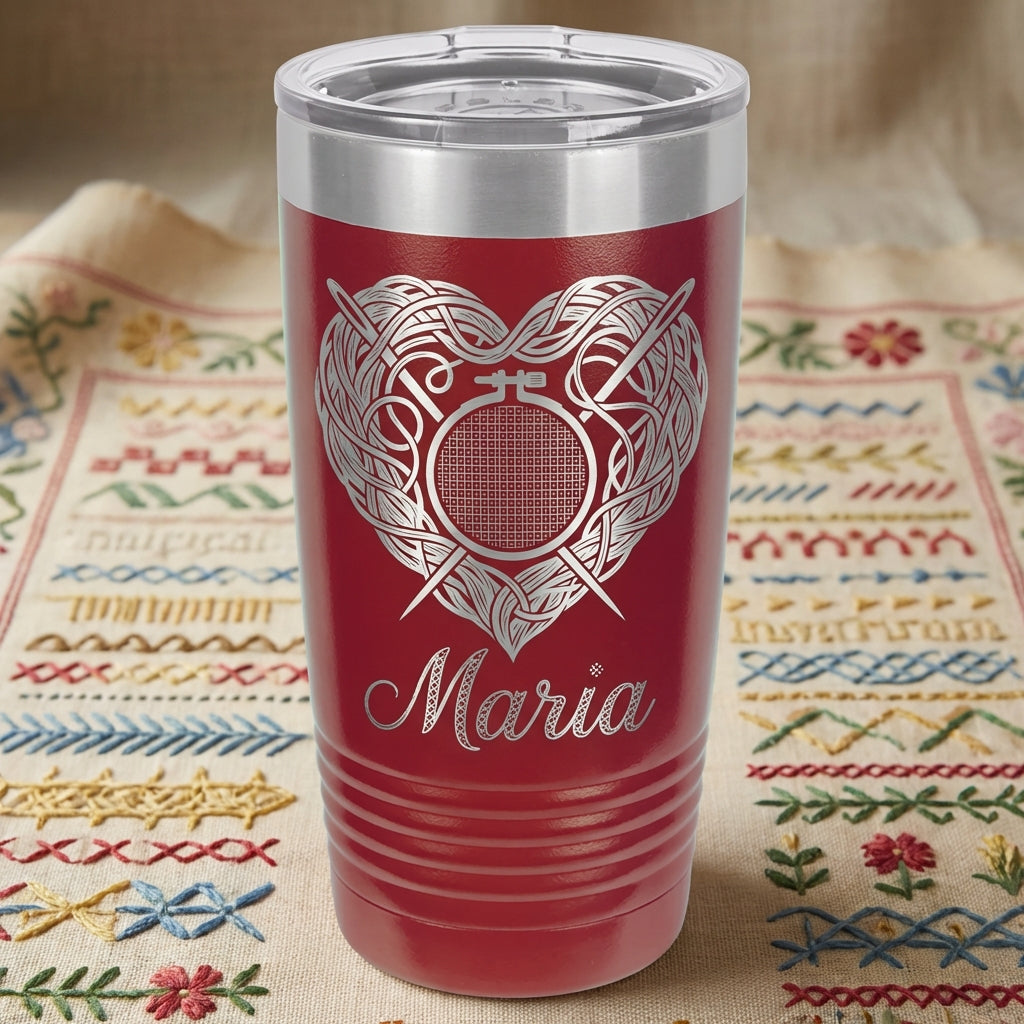 Personalized Embroidery Gift Tumbler - Sewing Lover Present - Crafter Gift - Laser Engraved Custom Name - View 6