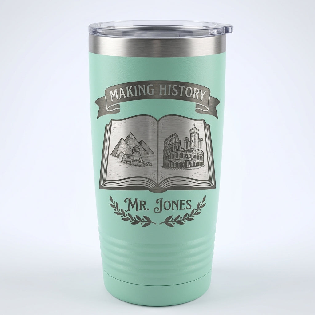 Personalized History Teacher Gift Tumbler - Educator Appreciation - Laser Engraved - Custom Name 20oz Ringneck - View 4