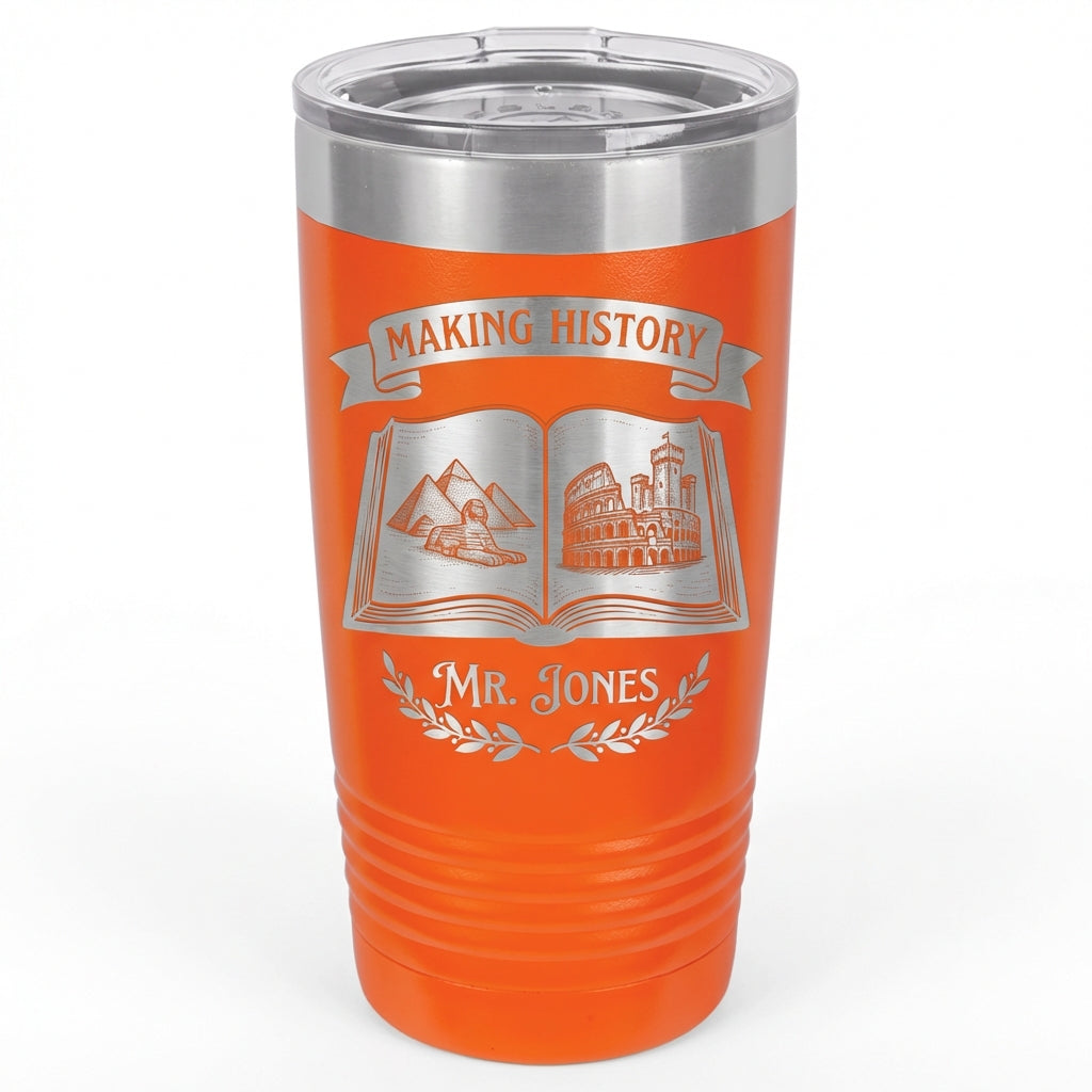 Personalized History Teacher Gift Tumbler - Educator Appreciation - Laser Engraved - Custom Name 20oz Ringneck - View 5
